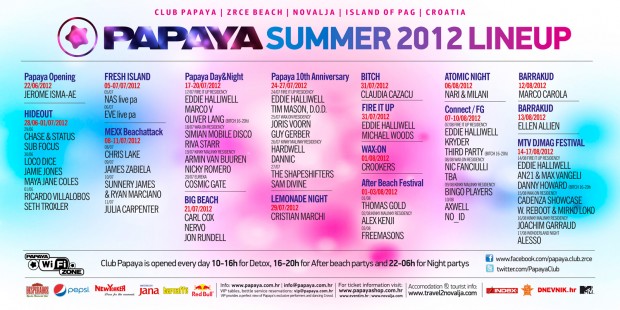 Papaya 2012 all lineup